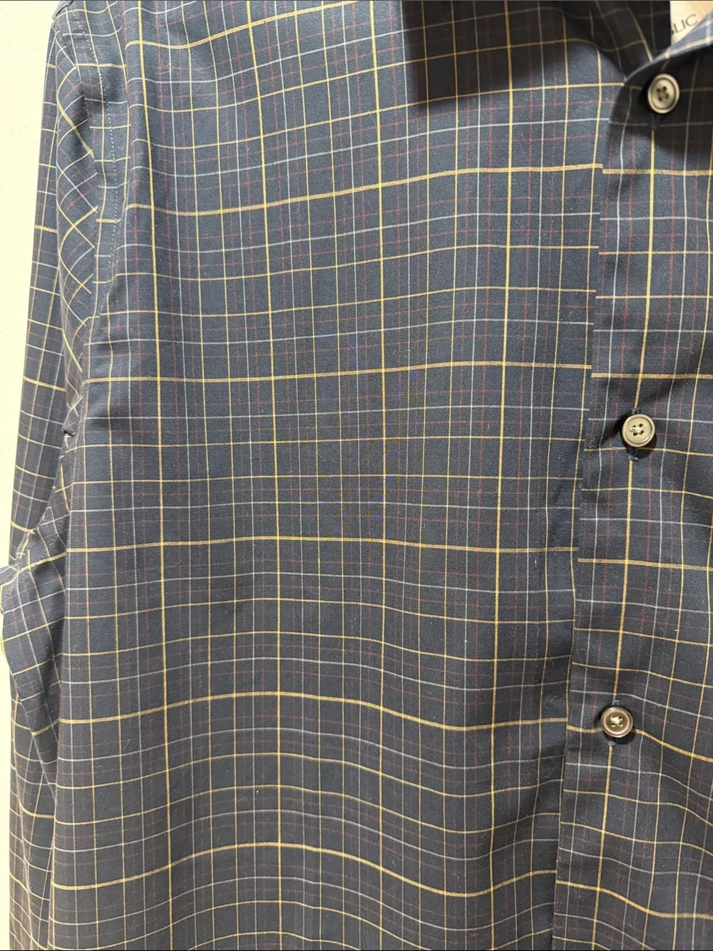 NWT Banana Republic Slim Fit Plaid No Iron Button Down Shirt LARGE Preppy Office